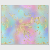 Papier Cadeau Moderne Rainbow dégradent et Motif en marbre d'or (Plat)
