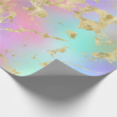 Papier Cadeau Moderne Rainbow dégradent et Motif en marbre d'or (Coin)