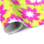 Papier Cadeau Moderne Rose éblouissant vert Jaune teinture à tar (Coin rond)