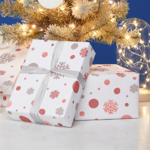 Papier Cadeau Moderne rose et blanc joyeux Noël