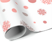 Papier Cadeau Moderne rose et blanc joyeux Noël (Coin rond)
