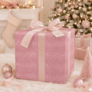 Papier Cadeau Moderne Rose Pailleté Noël