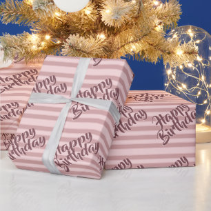 Papier Cadeau Moderne rose Rose Gold Joyeux anniversaire