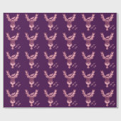 Papier Cadeau Moderne rose violet renne mignonne Noël (Plat)