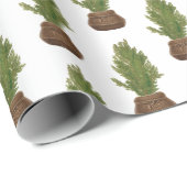 Papier Cadeau Moderne Russe Aquarelle Noël Arbre de Noël (Coin rond)