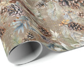 Papier Cadeau Moderne Russe Pine d'hiver cône Boho Noël (Coin rond)