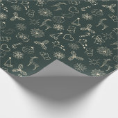 Papier Cadeau Moderne Sage foncé Vert mignon Motif de Noël (Coin)