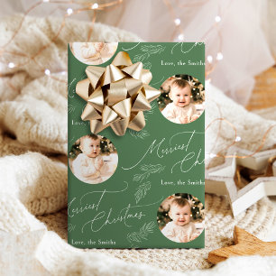 Papier Cadeau Moderne Script Merriest Christmas Famille 2 photo