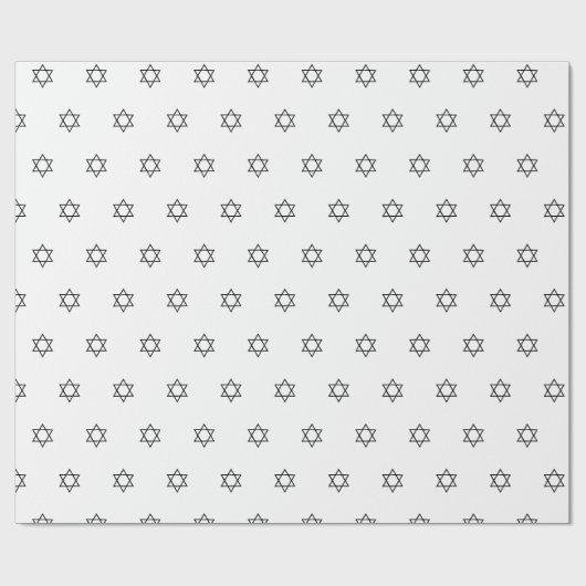 Papier Cadeau Moderne simple blanc noir étoile de David motif (Plat)