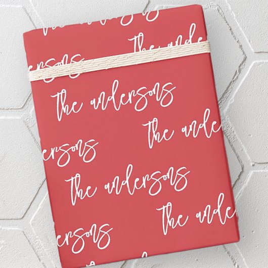 Papier Cadeau Moderne Simple Chic Votre Motif de nom de famille