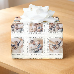 Papier Cadeau Moderne Simple Joyeux Anniversaire Photo de Famill