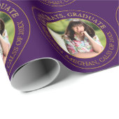 Papier Cadeau Moderne Simple Typographie Or Grad Party Photo (Coin rond)