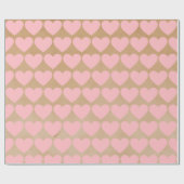 Papier Cadeau Moderne simple Valentine Coeurs roses Kraft (Plat)
