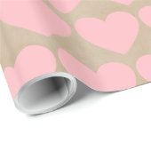 Papier Cadeau Moderne simple Valentine Coeurs roses Kraft (Coin rond)