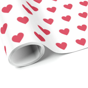 Papier Cadeau Moderne Simple Valentine Red Hearts Blanc