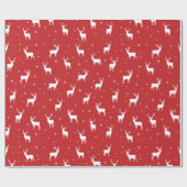 Papier Cadeau Moderne Snowflake Reindeer Red Holiday Motif (Plat)