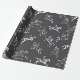 Papier Cadeau Moderne Style Gris Blanc Horseback Toile
