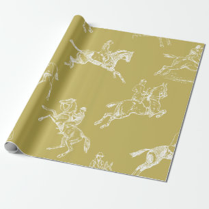 Papier Cadeau Moderne Style Or Blanc Horseback Toile d'équitatio