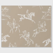 Papier Cadeau Moderne Style Taupe Blanc Horseback Toile (Plat)