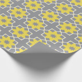 Papier Cadeau Moderne tendance Gris et Fleurs Jaunes (Coin)