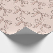 Papier Cadeau Moderne Tendance Mignon Coquette Motif Nœud Rose   (Coin)