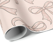 Papier Cadeau Moderne Tendance Mignon Coquette Motif Nœud Rose   (Coin rond)