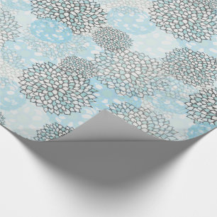Papier Cadeau Moderne tendance motif floral bleu