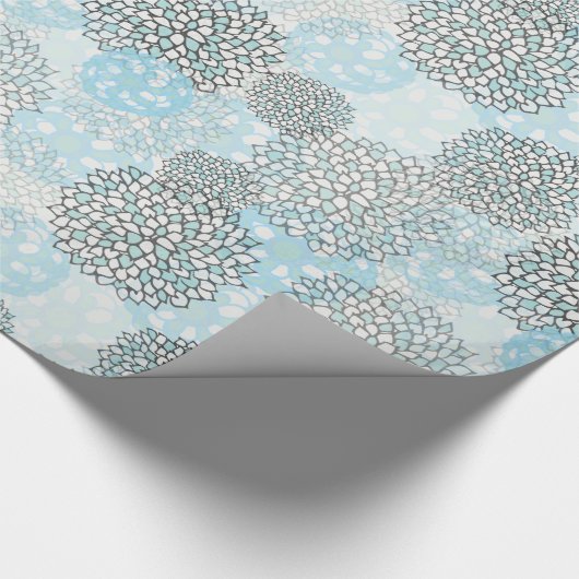 Papier Cadeau Moderne tendance motif floral bleu (Coin)