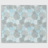 Papier Cadeau Moderne tendance motif floral bleu (Plat)