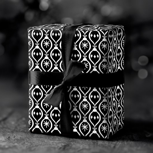 Papier Cadeau Moderne tendance Retro Black Holiday Ornament Moti