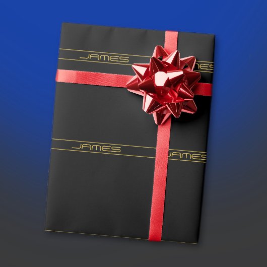 Papier Cadeau Moderne texte doré élégant et rayures éditable