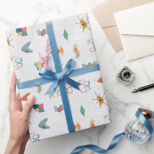 Papier Cadeau Moderne Texturé Blanc du Milieu du Siècle