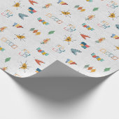 Papier Cadeau Moderne Texturé Blanc du Milieu du Siècle (Coin)