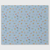 Papier Cadeau Moderne Texturé Bleu Clair du Milieu du Siècle (Plat)