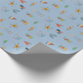 Papier Cadeau Moderne Texturé Bleu Clair du Milieu du Siècle (Coin)