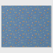 Papier Cadeau Moderne Texturé Bleu du Milieu du Siècle (Plat)