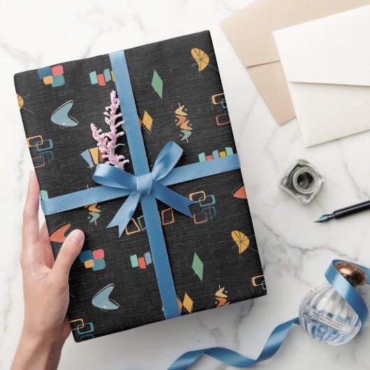 Papier Cadeau Moderne Texturé Noir du Milieu du Siècle (Cadeaux)