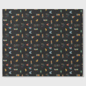 Papier Cadeau Moderne Texturé Noir du Milieu du Siècle (Plat)