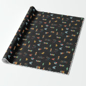 Papier Cadeau Moderne Texturé Noir du Milieu du Siècle (Déroulé)