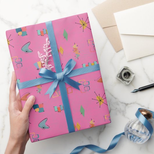 Papier Cadeau Moderne Texturé Rose du Milieu du Siècle (Cadeaux)