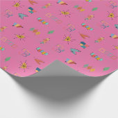 Papier Cadeau Moderne Texturé Rose du Milieu du Siècle (Coin)