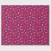 Papier Cadeau Moderne Texturé Rose Foncé du Milieu du Siècle (Plat)