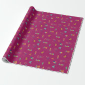 Papier Cadeau Moderne Texturé Rose Foncé du Milieu du Siècle (Déroulé)