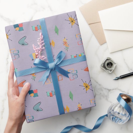 Papier Cadeau Moderne Texturé Violet Clair du Milieu du Siècle (Cadeaux)