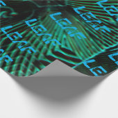 PAPIER CADEAU MODERNE UNE HUILE FEUILLE VERTE BLEU (Coin)