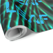 PAPIER CADEAU MODERNE UNE HUILE FEUILLE VERTE BLEU (Coin rond)