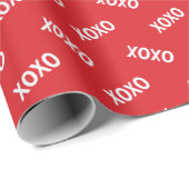 Papier Cadeau Moderne XOXO Rouge & Blanc Saint-Valentin (Coin rond)