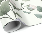 Papier Cadeau Moelleux Pastel Jaune et Bleu Vin Botanique Design (Coin rond)