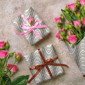 Papier Cadeau Moiré noir & blanc rétro, Trippy Abstrait