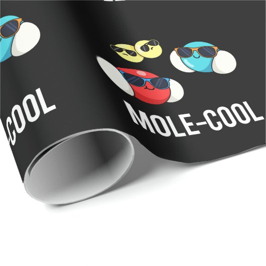 Papier Cadeau Mole-Cool Funny Molecule Pun Dark BG (Coin rond)